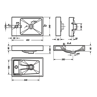 Раковина Sanita Luxe Fest WB.FN/Fest/40-C/WHT.G/S1 40 см